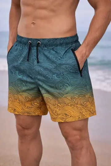 Deniz Şortu Fermuarlı Cepli File Astarlı Hızlı Kuruyan Premium - Çok Renkli