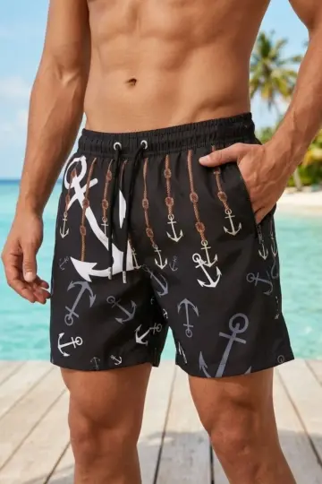 Deniz Şortu Fermuarlı Cepli File Astarlı Hızlı Kuruyan Premium - Siyah