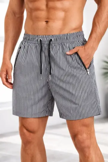 Deniz Şortu Fermuarlı Cepli File Astarlı Hızlı Kuruyan Premium - Siyah