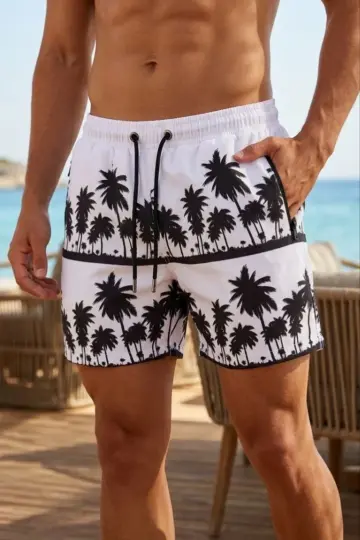 Deniz Şortu Fermuarlı Cepli File Astarlı Hızlı Kuruyan Premium - Beyaz