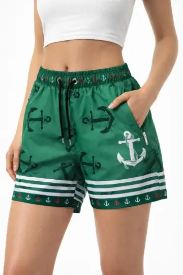 Deniz Şortu Fermuarlı Cepli File Astarlı Hızlı Kuruyan Premium - Yeşil
