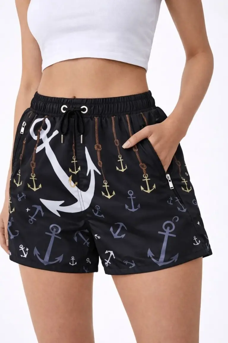 Deniz Şortu Fermuarlı Cepli File Astarlı Hızlı Kuruyan Premium - Siyah