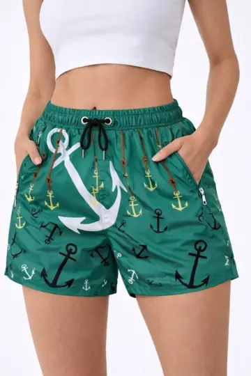 Deniz Şortu Fermuarlı Cepli File Astarlı Hızlı Kuruyan Premium - Su Yeşili