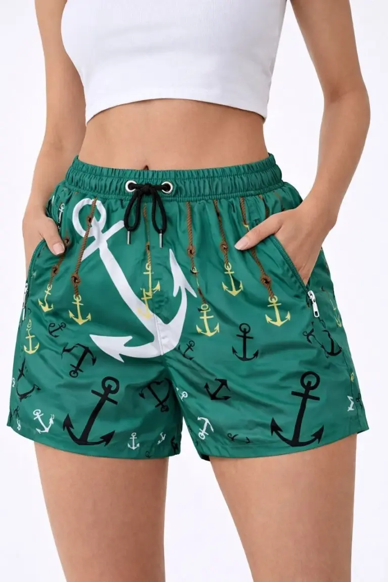 Deniz Şortu Fermuarlı Cepli File Astarlı Hızlı Kuruyan Premium - Su Yeşili