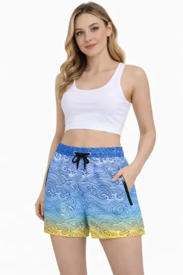 Deniz Şortu Fermuarlı Cepli File Astarlı Hızlı Kuruyan Premium - Çok Renkli