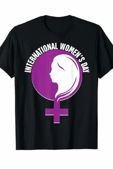 8 Mart Dünya Kadınlar Günü İçin Tişört Özel Baskılı T-shirt - Siyah