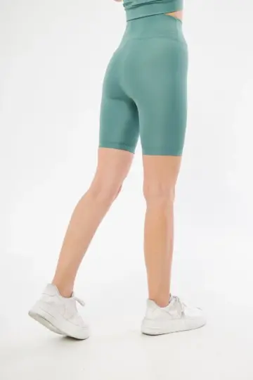 Yüksek Bel Biker Sporcu Şort - Mint Yeşili