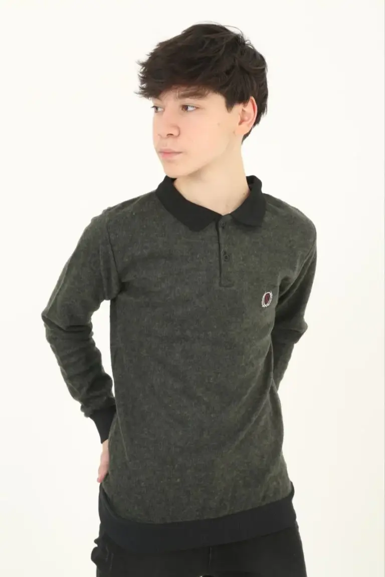 Selanik Yaka Nakışlı Kazak - Haki