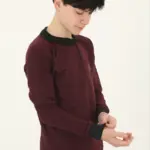 Selanik Yaka Nakışlı Kazak - Kırmızı