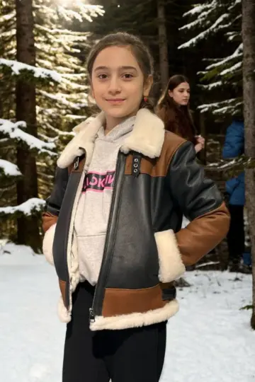 Yakalı Parçalı Kürk - Kahve