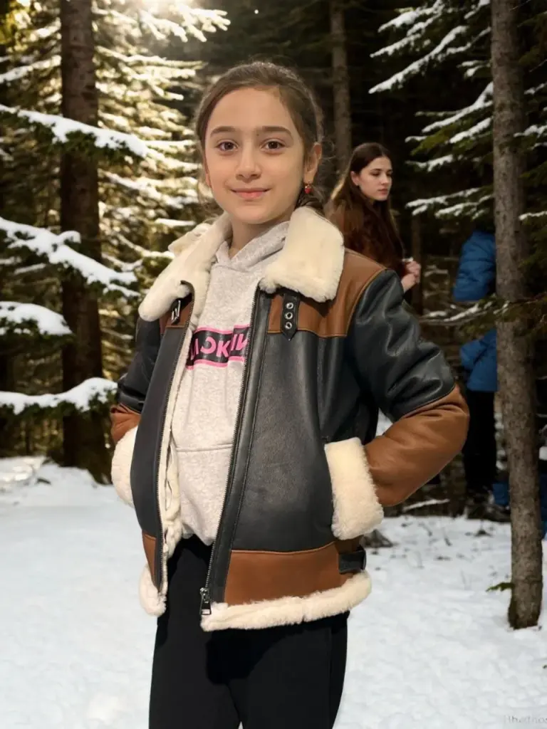 Yakalı Parçalı Kürk - Kahve