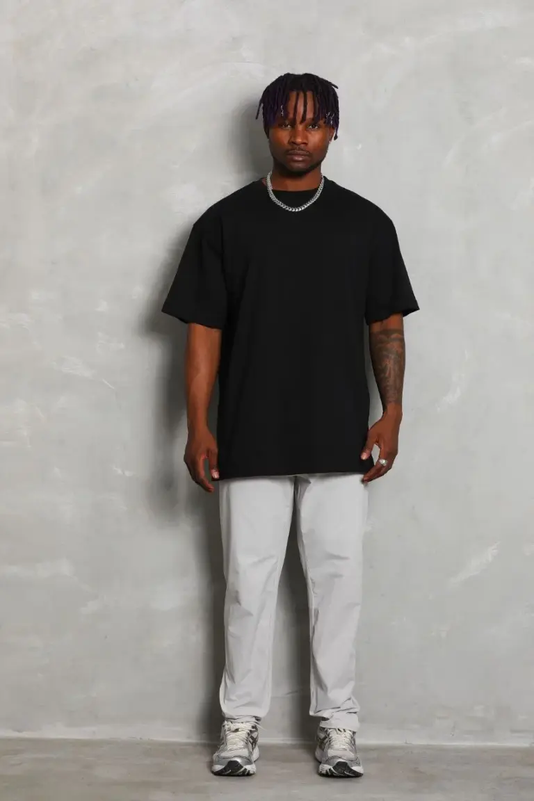 Düz Yazlık Kısa Kol Tişört Bisiklet Yaka Oversize T-Shirt - Siyah