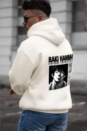 3 İplik Pamuklu Kapüşonlu Baskılı Cepli Oversize Sweatshirt Hoodie - Beyaz