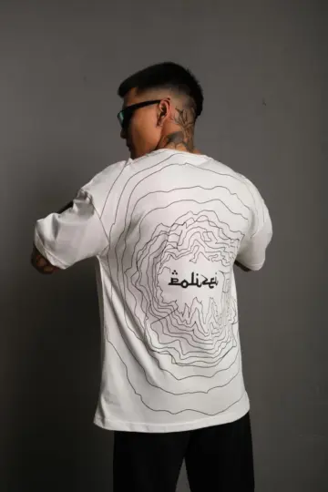 Kısa Kol Yazlık Tişört Bisiklet Yaka Baskılı Oversize T-Shirt - Beyaz