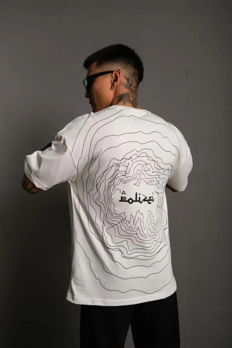 Kısa Kol Yazlık Tişört Bisiklet Yaka Baskılı Oversize T-Shirt - Beyaz