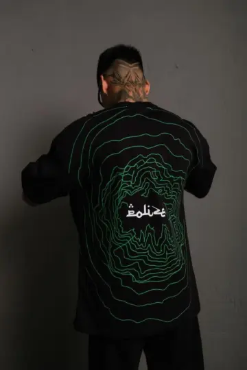 Kısa Kol Yazlık Tişört Bisiklet Yaka Baskılı Oversize T-Shirt - Siyah