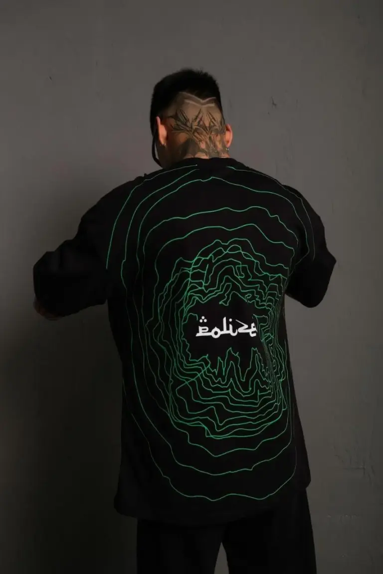 Kısa Kol Yazlık Tişört Bisiklet Yaka Baskılı Oversize T-Shirt - Siyah