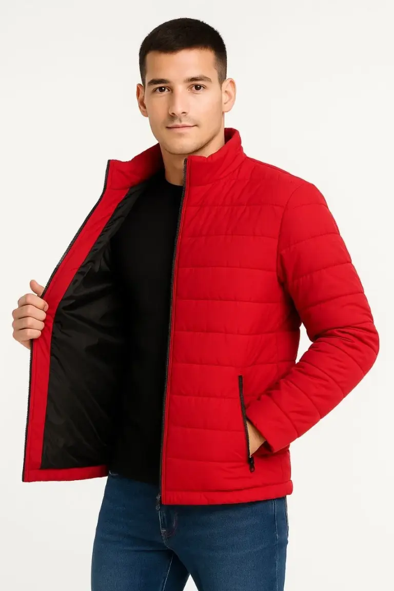 Bomber Mont Su İtici Kapitone Astarlı Fermuarlı Cepli Ceket - Kırmızı