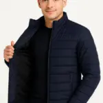 Bomber Mont Su İtici Kapitone Astarlı Fermuarlı Cepli Ceket - Lacivert