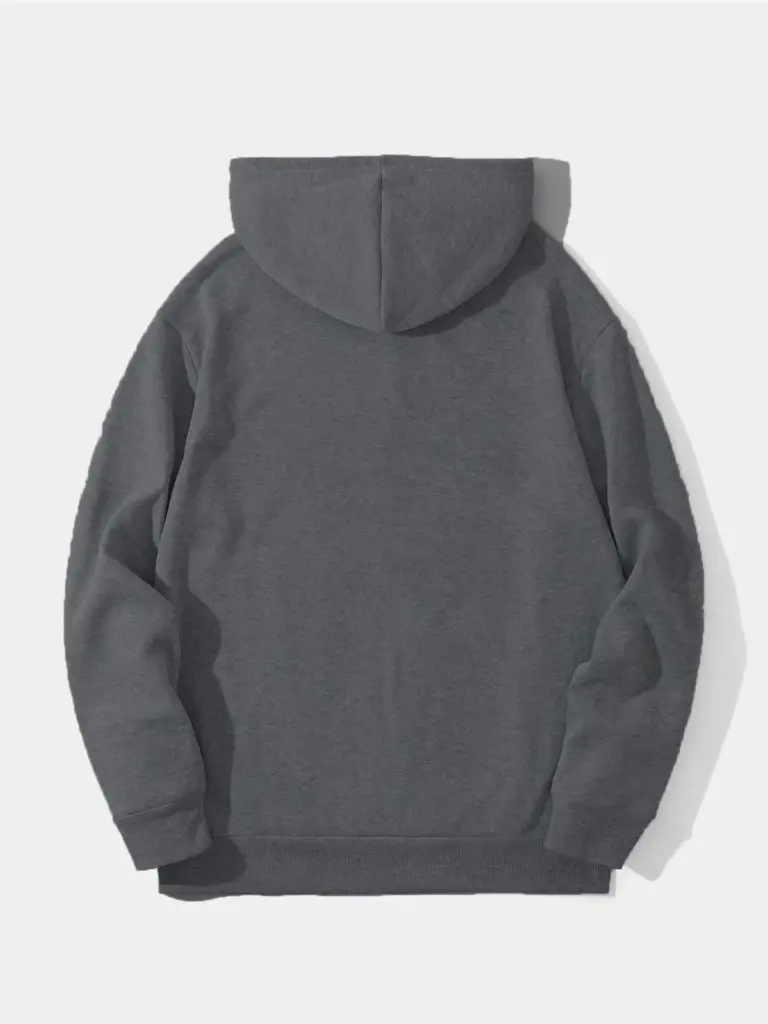 3 İplik Pamuklu Kapüşonlu Kanguru Cepli Sweatshirt Hoodie -  Füme