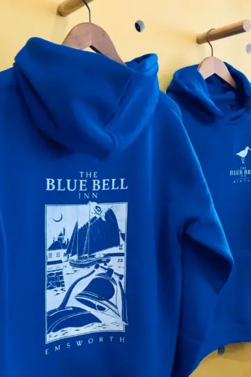 Baskılı Kapüşonlu Cepli Hoodie 3 İplik Pamuklu Sweatshirt - Saks Mavisii