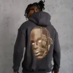 Kordonlu Arka Maske Kordon Saçlı 3 iplik pamuklu Kapüşonlu sweatshirt - Füme