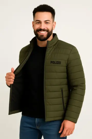 Mikro Su İtici Kapitone Baskılı Astarlı Fermuarlı Bomber Mont - Haki