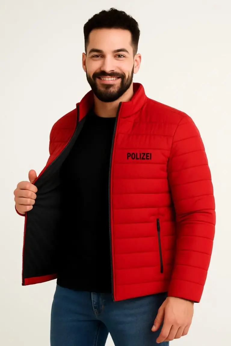 Mikro Su İtici Kapitone Baskılı Astarlı Fermuarlı Bomber Mont - Kırmızı