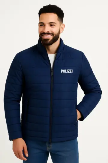 Mikro Su İtici Kapitone Baskılı Astarlı Fermuarlı Bomber Mont - Lacivert