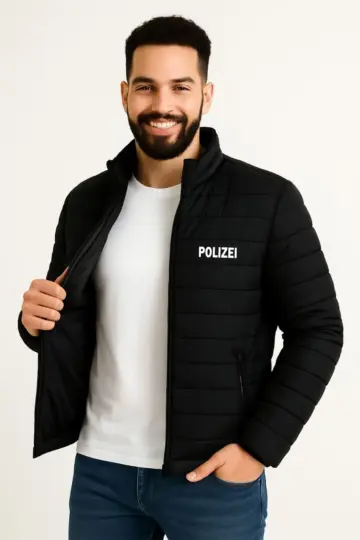 Mikro Su İtici Kapitone Baskılı Astarlı Fermuarlı Bomber Mont - Siyah