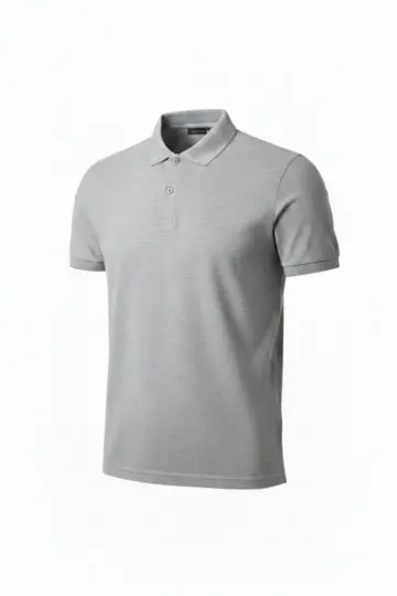 Polo Yaka Düğmeli Pike Kumaş Tişört Regular Fit Kısa Kol T-Shirt - Gri