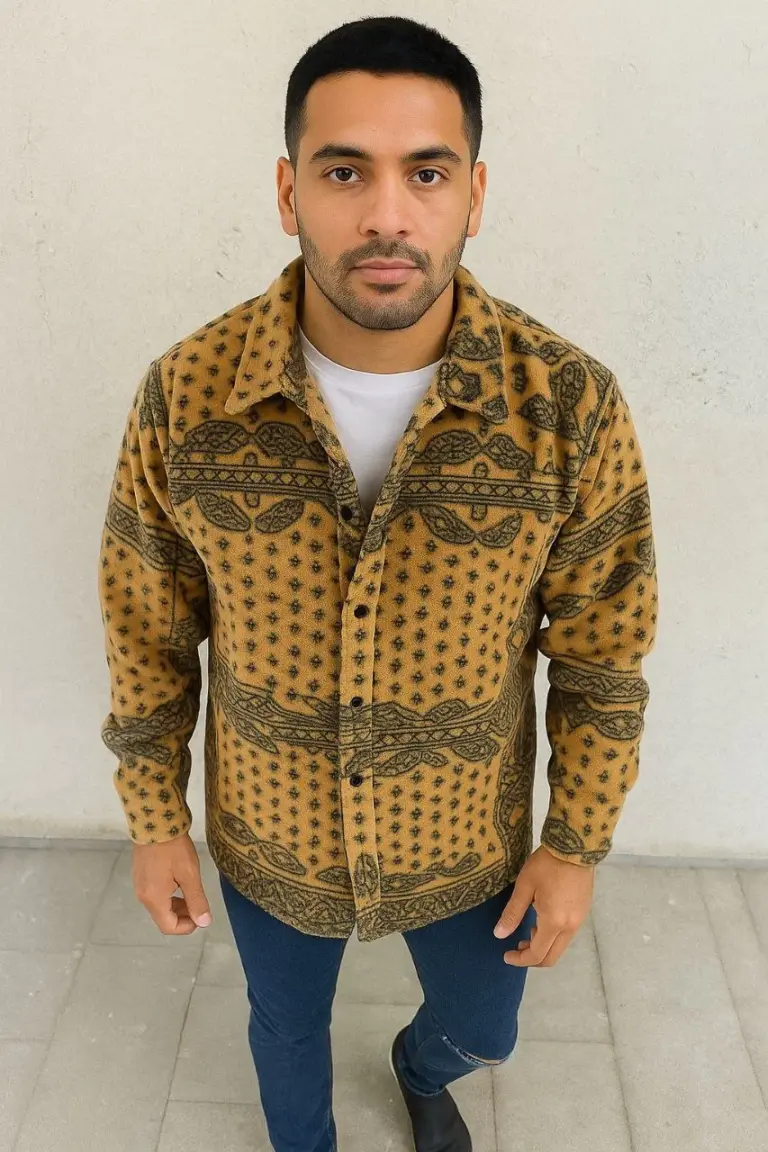 Düğmeli Gömlek Polar Sweatshirt Yumuşak Dokulu Oversize Kalıp -Sarı