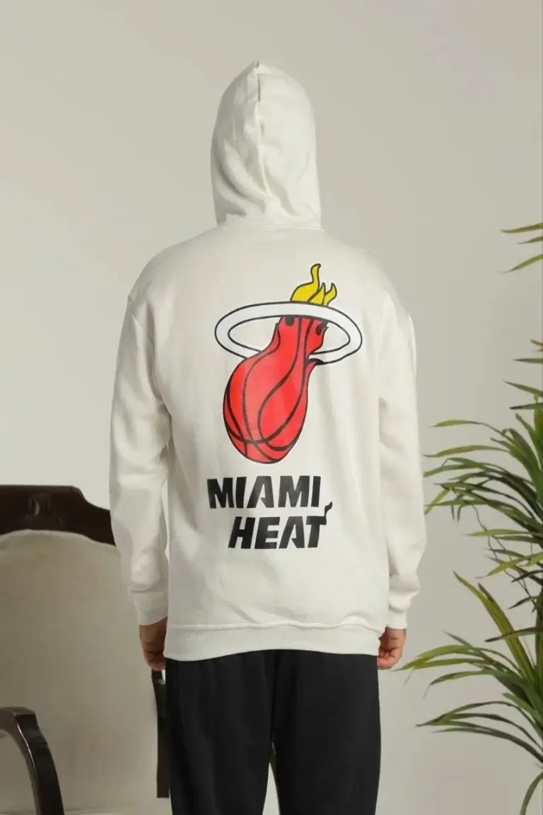 3 İplik Pamuklu Kapüşonlu Baskılı Cepli Oversize Sweatshirt Hoodie - Beyaz