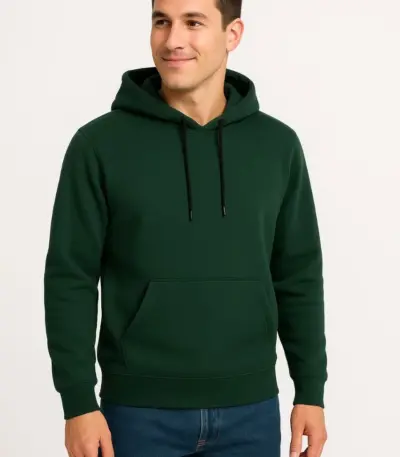 3 İplik Pamuklu Kapüşonlu Kanguru Cepli SweatShirt hoodie - Haki