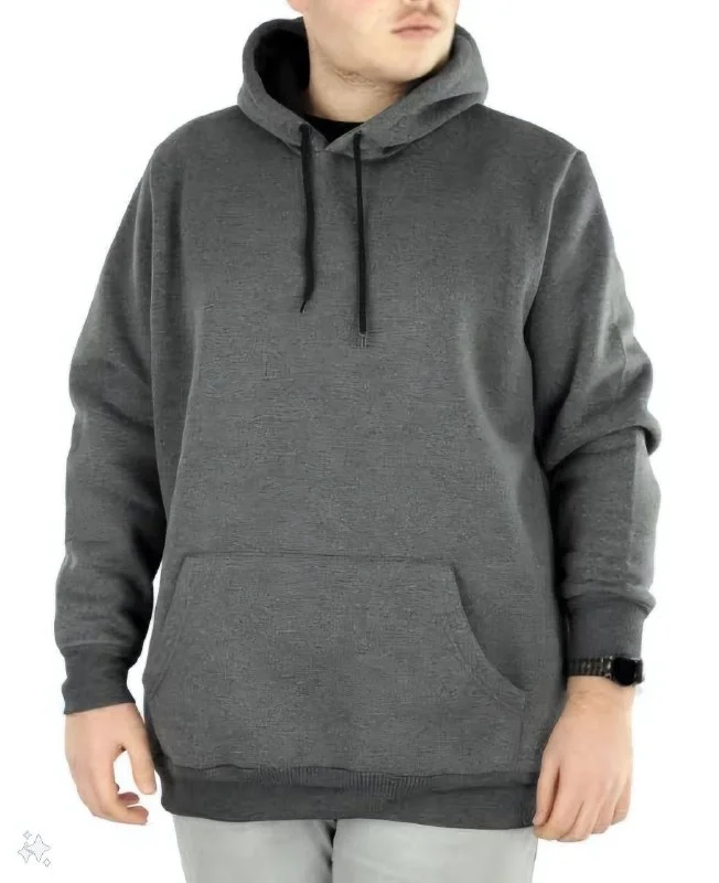 3 İplik Pamuklu Kapüşonlu Cepli Oversize Hoodie Sweatshirt - Füme