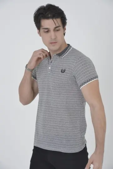 Polo Yaka tişört Slim Fit Dokuma  Kısa kol T-Shirt - Beyaz