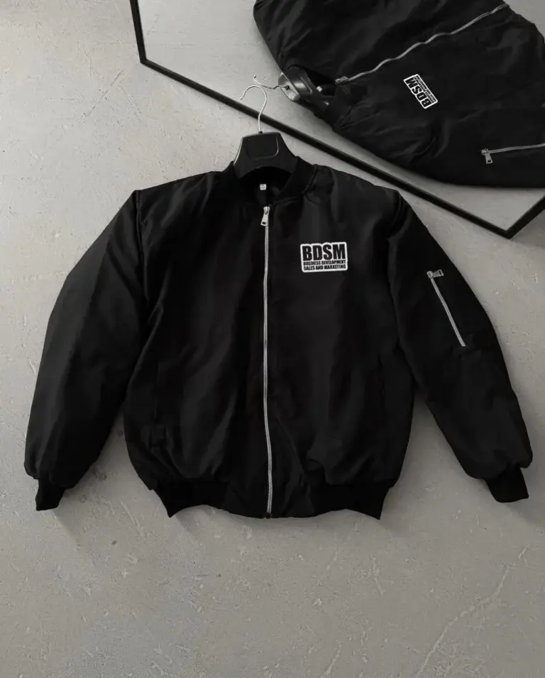 Baskılı Bomber Mont Fermuarlı Cepli Kapitone Astarlı  - Siyah