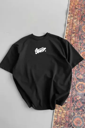 Yazlık Bisiklet Yaka Baskılı Regular Fit Tişört Kısa Kol T-Shirt - Siyah