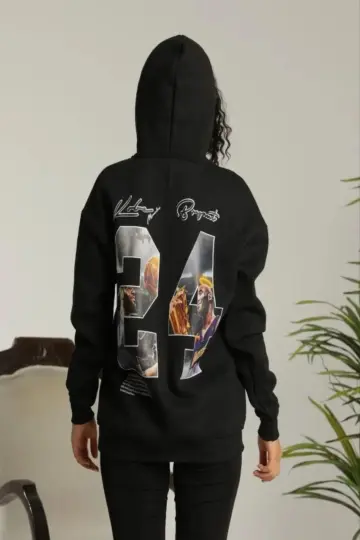 Oversize Kapüşonlu Cepli Baskılı 3 İplik Pamuklu Hoodie Sweatshirt - Siyah