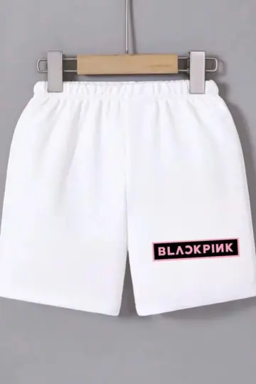 Beli Lastikli Baskılı Mini Şort - Beyaz