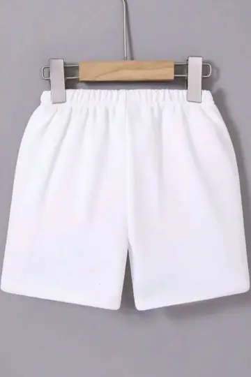 Beli Lastikli Mini Düz Şort - Beyaz