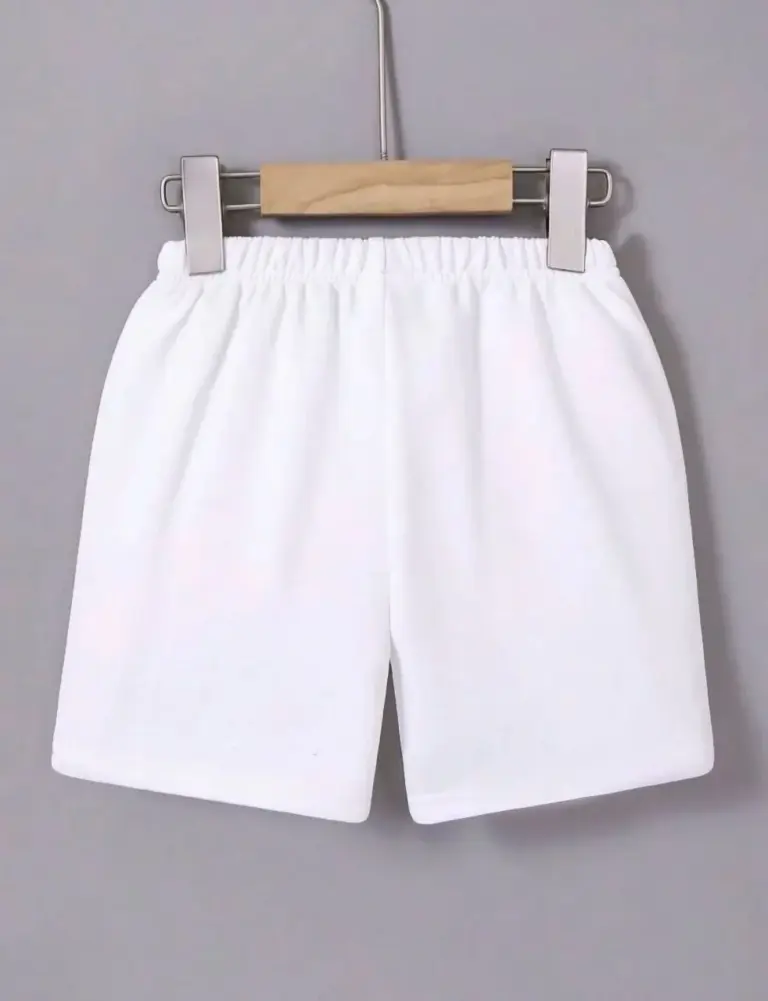 Beli Lastikli Mini Düz Şort - Beyaz