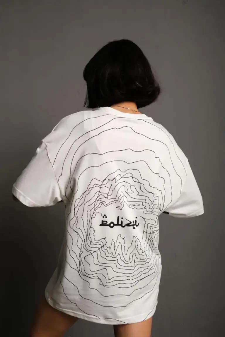 Bisiklet Yakalı Sırt Baskılı  Kısa kol Oversize T-Shirt - Beyaz