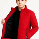 Çocuk Şişme İçi Elyaflı Fermuarlı Cepli Mont Su İtici Ceket - Kırmızı