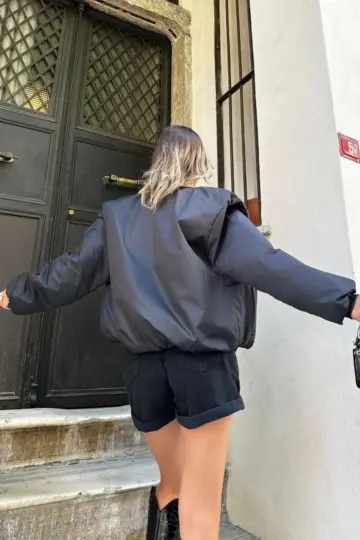 Sokak Modası Tarzı Mont - Siyah