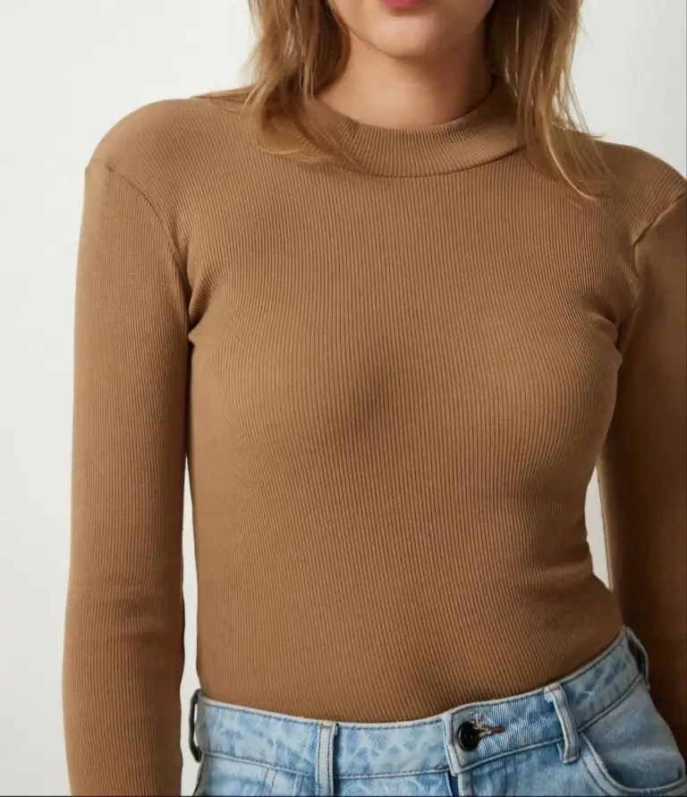 Full Likralı Fitilli Kaşkorse Body - Kahve