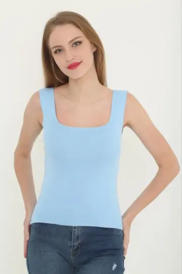 Kare Yaka Detay Crop - Mavi