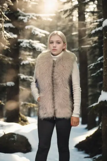 Premium Doğal Kürk Kolsuz Fermuarlı Yelek - Kahve