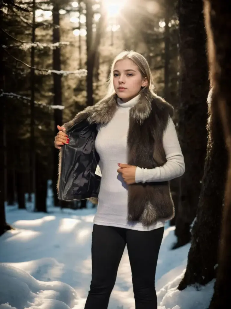 Premium Doğal Kürk Kolsuz Fermuarlı Yelek - Kahve