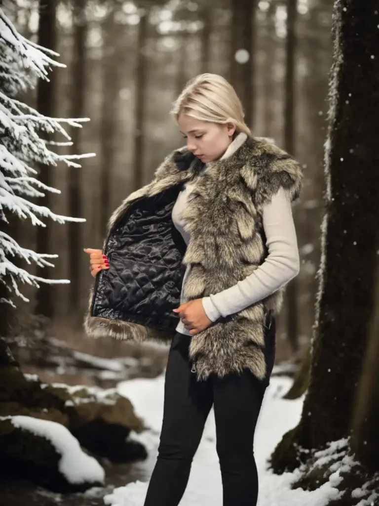 Premium Doğal Kürk Kolsuz Deri - Siyah